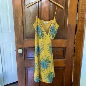 100% Silk, Madewell gold floral wrap dress